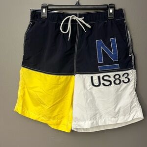 Vintage 90s Nautica Swimming Shorts Mens Medium Mesh Lined Swim Trunks